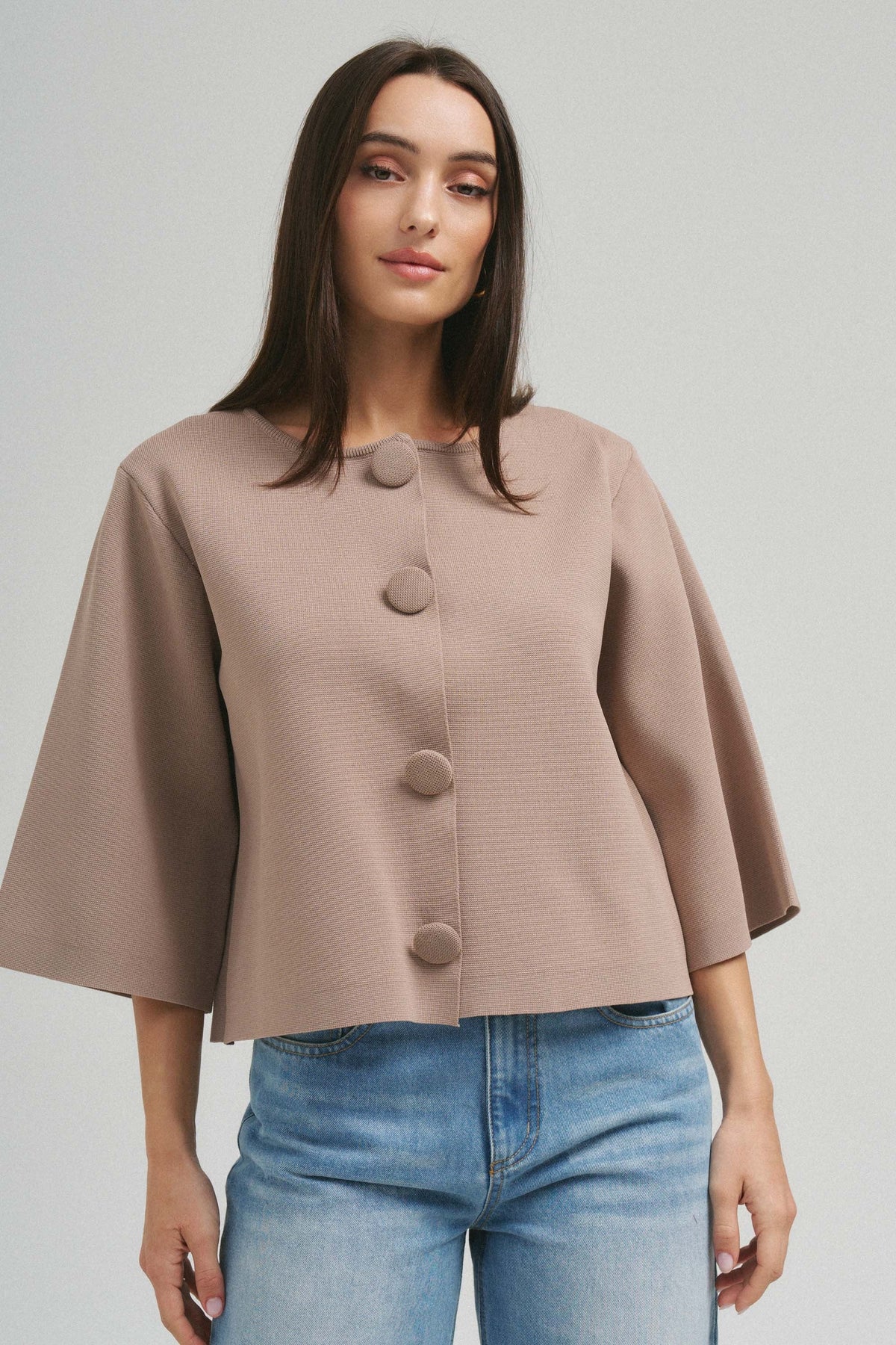 Leia Covered Button Sweater Entro