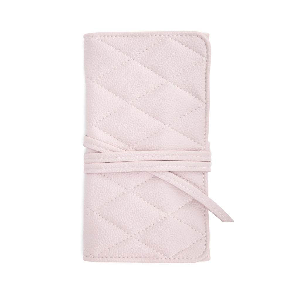 Leah Quilted Jewelry Roll in Pale Pink