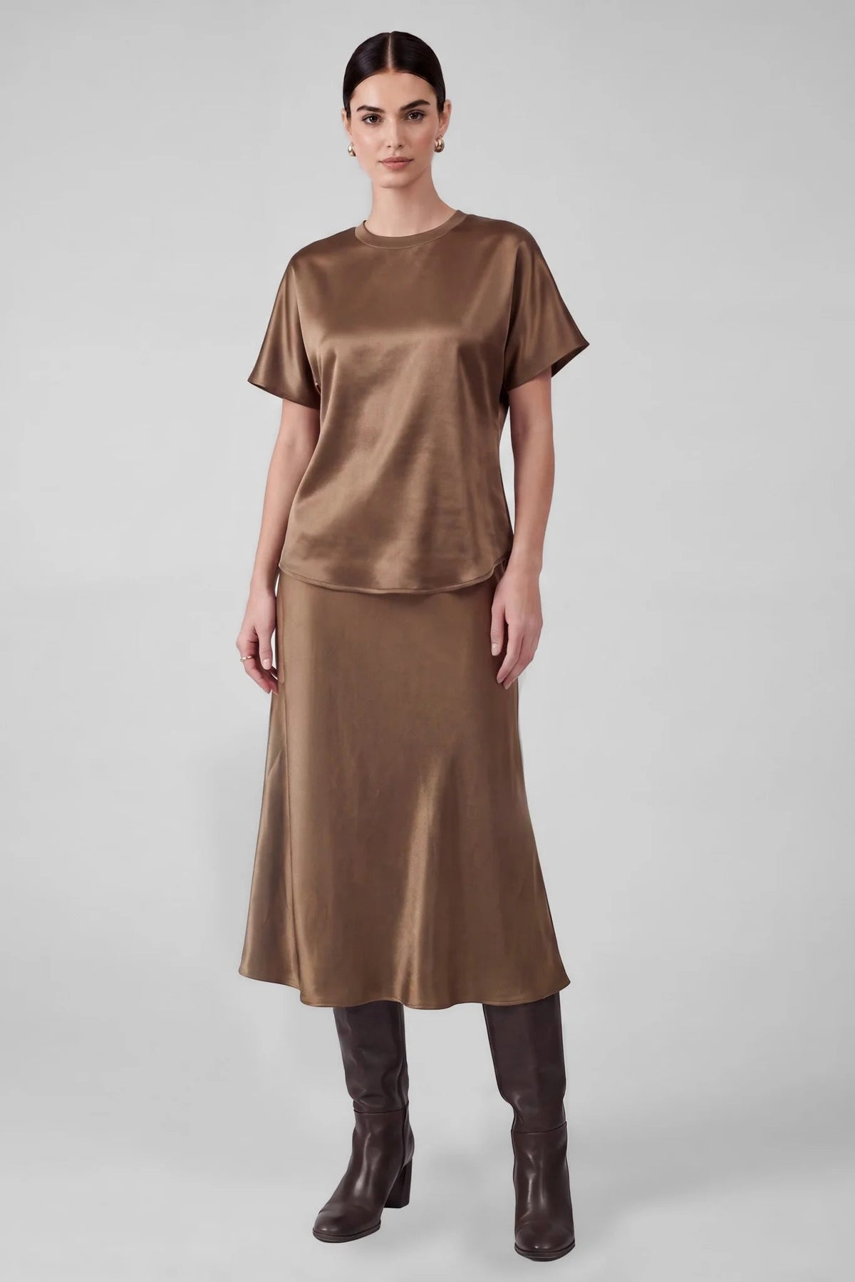 Satin Bias Midi Skirt Current Air