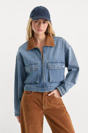 The Denim Cropped Swing Jacket Good American