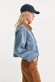 The Denim Cropped Swing Jacket Good American