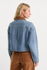 The Denim Cropped Swing Jacket Good American