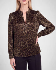 Leopard Print Long Sleeve Blouse Current Air