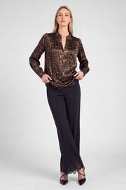 Leopard Print Long Sleeve Blouse Current Air