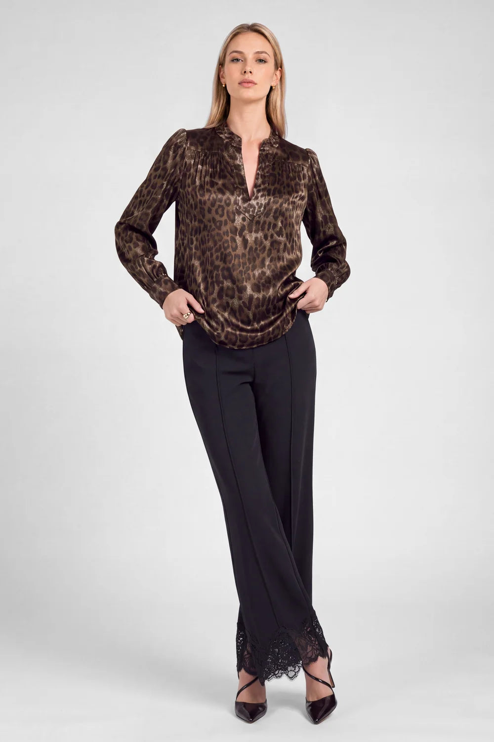 Leopard Print Long Sleeve Blouse Current Air