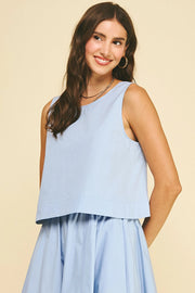 Solid Poplin Sleeveless Top Pinch