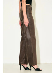 31" Inseam High Rise Ella Classic Straight Brown Coated Pants Hidden Jeans