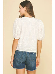 Floral Embroidered Blouse Top Pinch