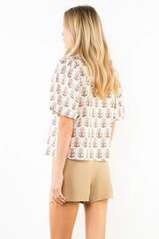 Nadine Puff Sleeve Flower Print Top THML