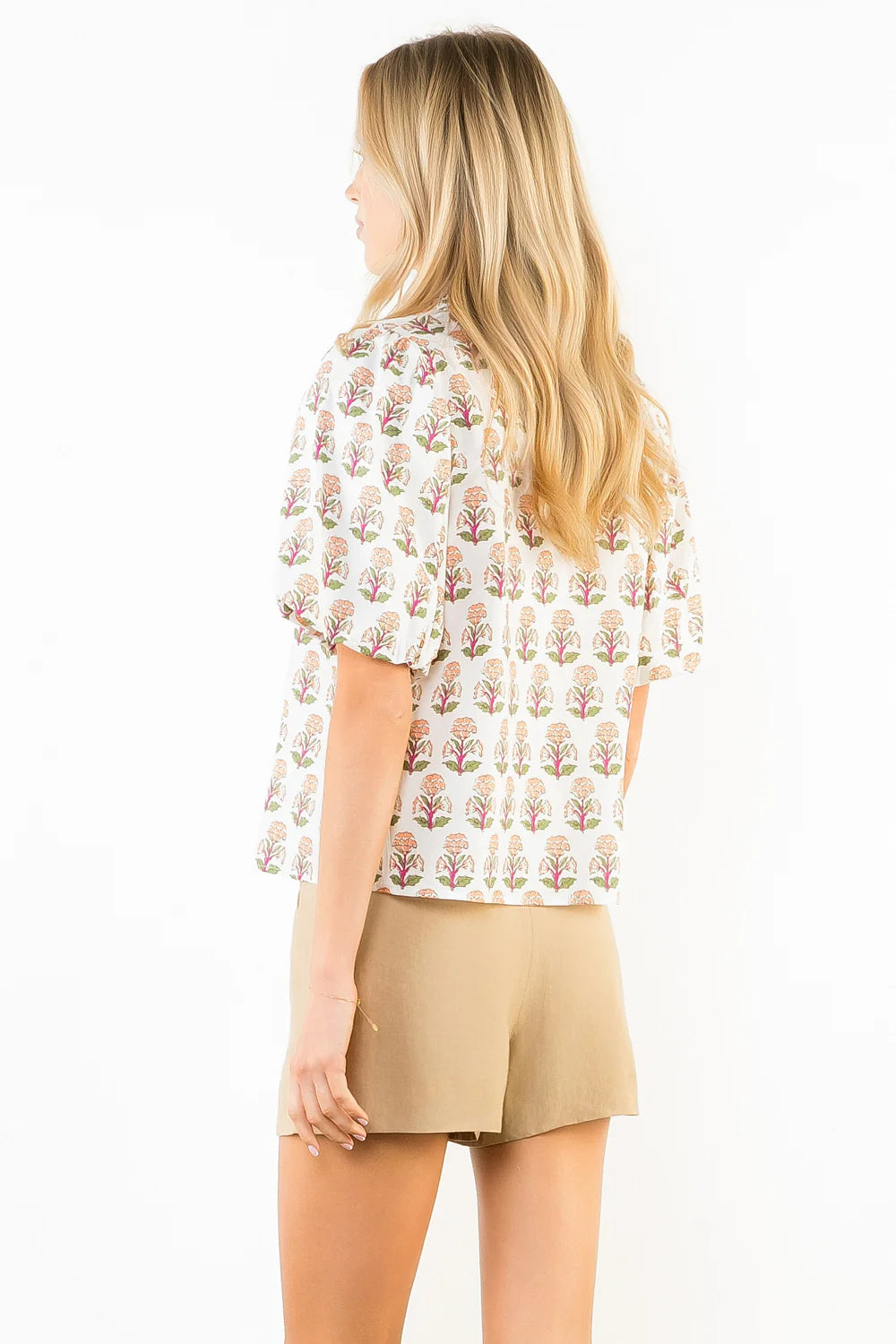Nadine Puff Sleeve Flower Print Top THML