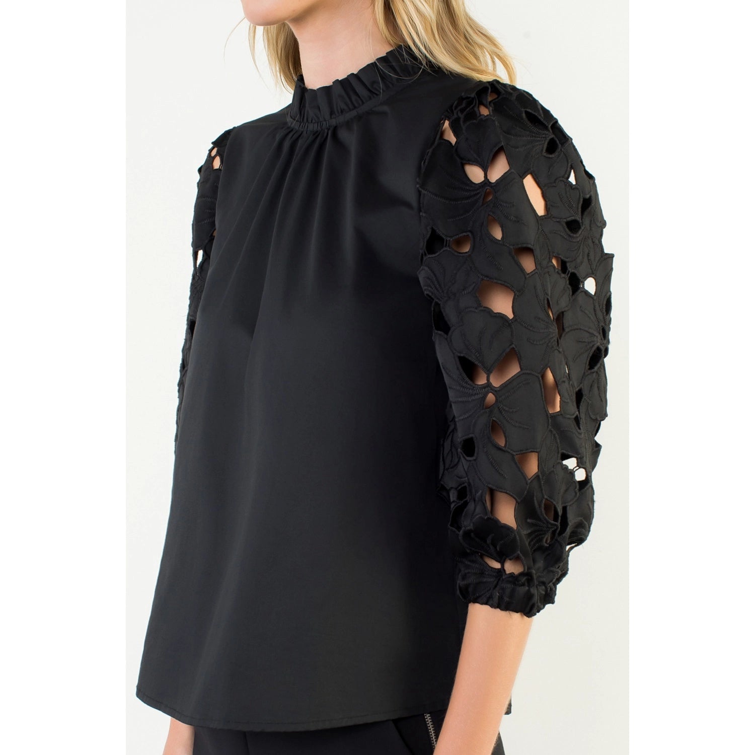 Eyelet Detail Long Sleeve Top THML