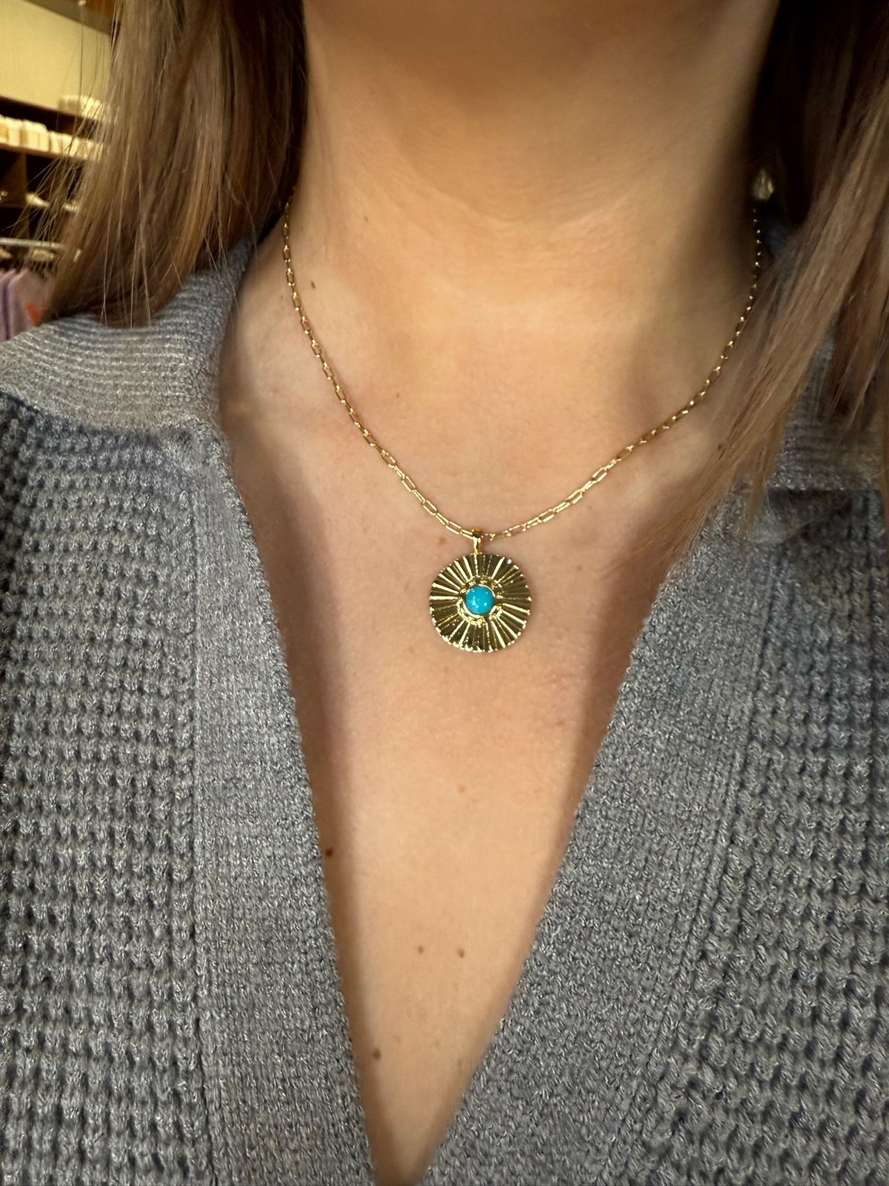 Dainty Chain w/ Turquoise Coin