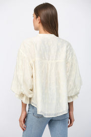 Floral Cutwork Embroidered Bubble Sleeve Blouse Fate