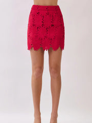 Floral Lace High Rise Mini Skirt TCEC