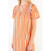 V- Neck Button Front Multi Colored Dress THML