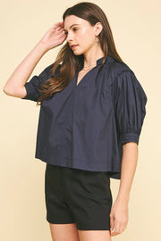 Balloon Sleeve V-Neck Blouse Top Pinch