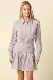 Ayra Striped Drop Waist Shirt Dress Olivaceous