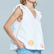 Seashell Embroidered Top Ciebon