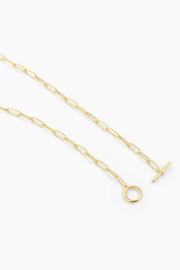 T-Bar Paperclip Charm Necklace in Gold Ella Stein