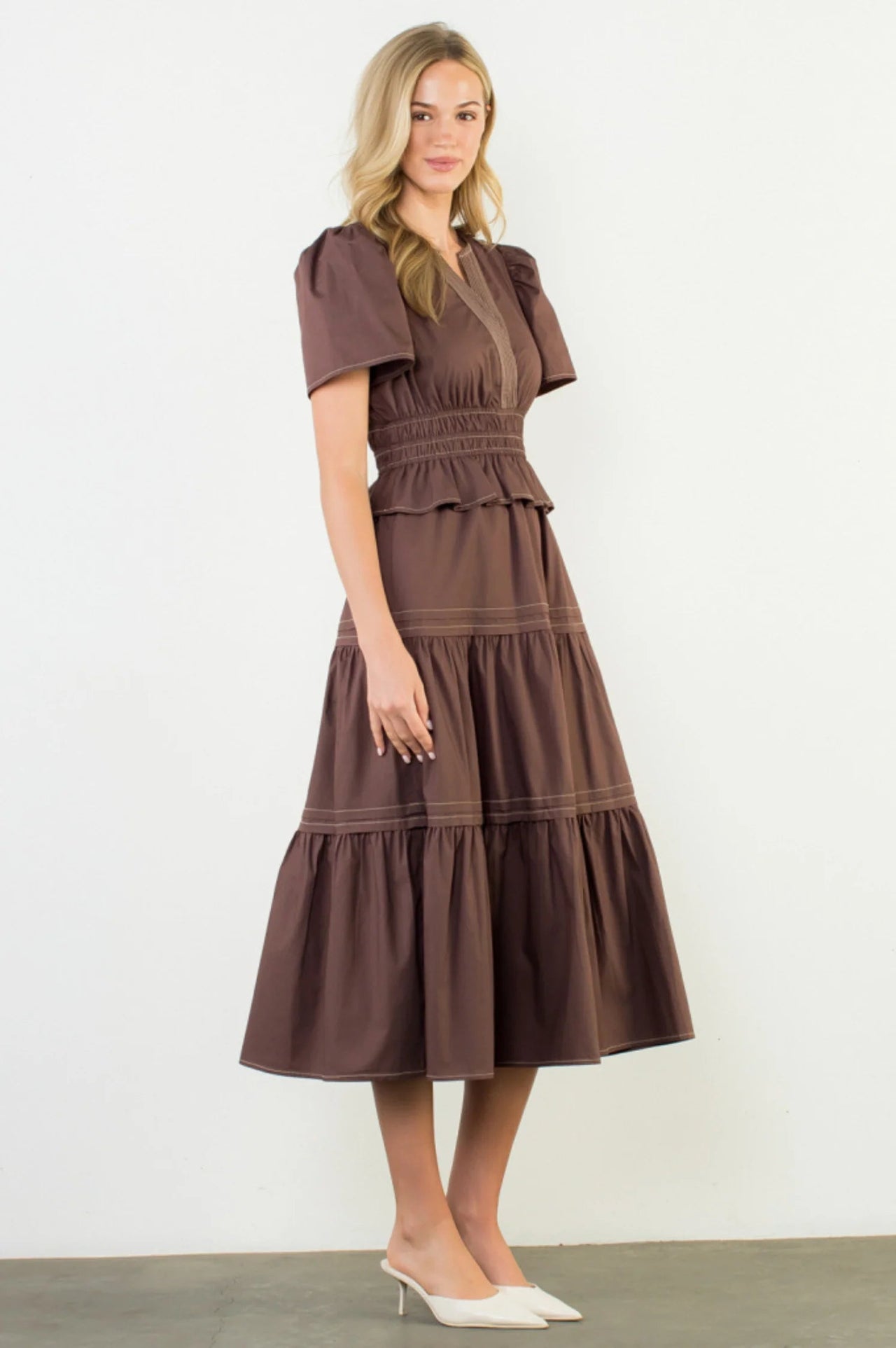 Becky Hem Tiered Maxi Dress THML