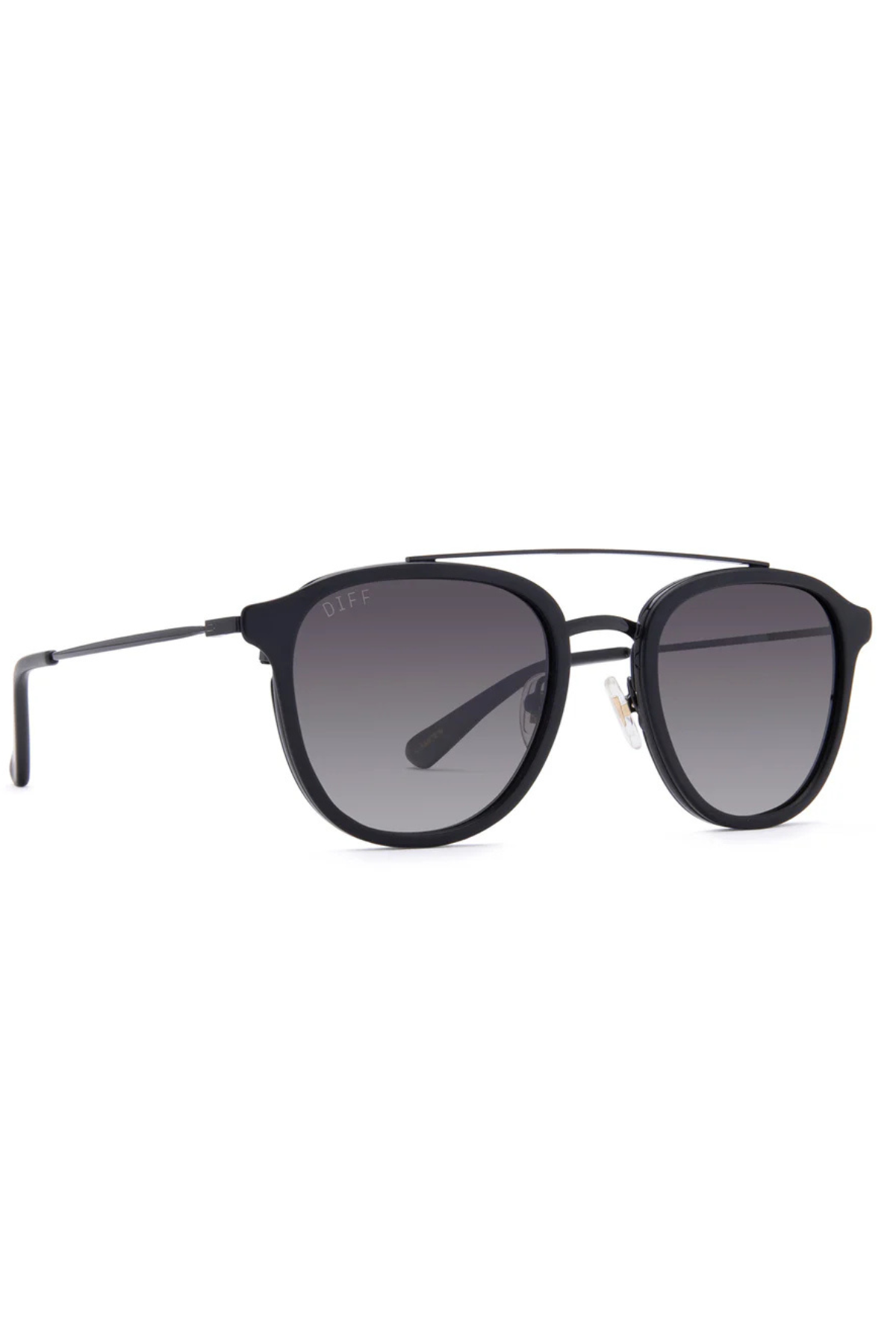 Camden Round Sunglasses in Matte Black Grey Polarized | Diff Eyewear Diff Eyewear