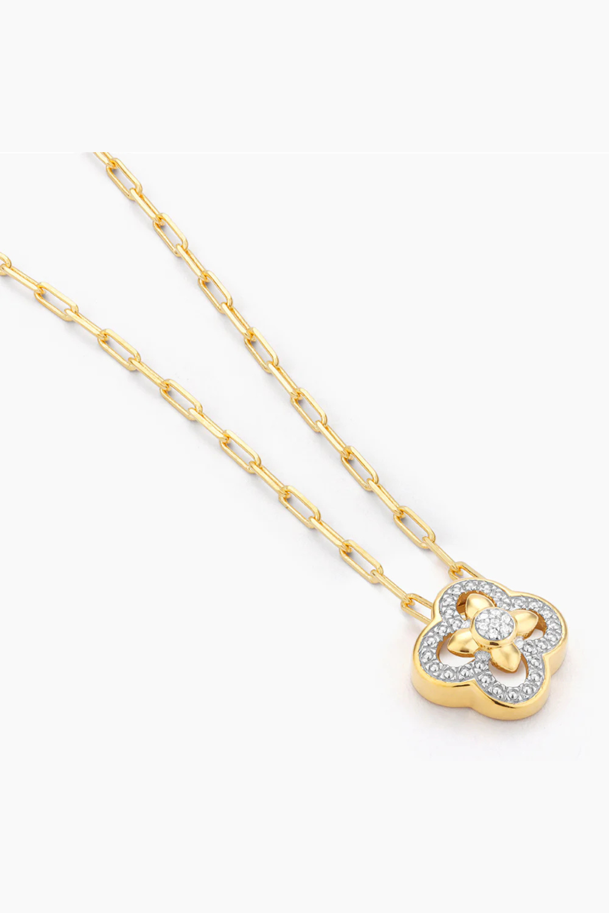 Contemporary Bloom Pendant Necklace in Gold Ella Stein