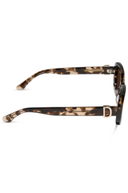Daphne Rectangle Sunglasses in Espresso Tortoise Metal/Brown Polarized Diff Eyewear
