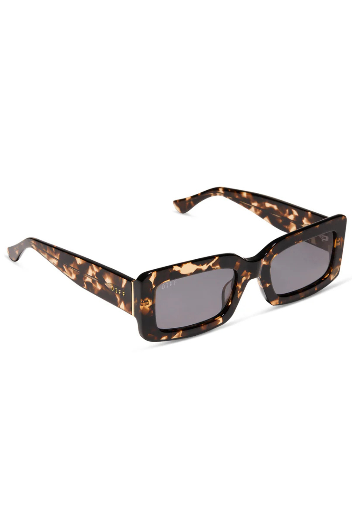 Indy Rectangle Sunglasses in Espresso Tortoise Grey | Diff Eyewear Diff Eyewear