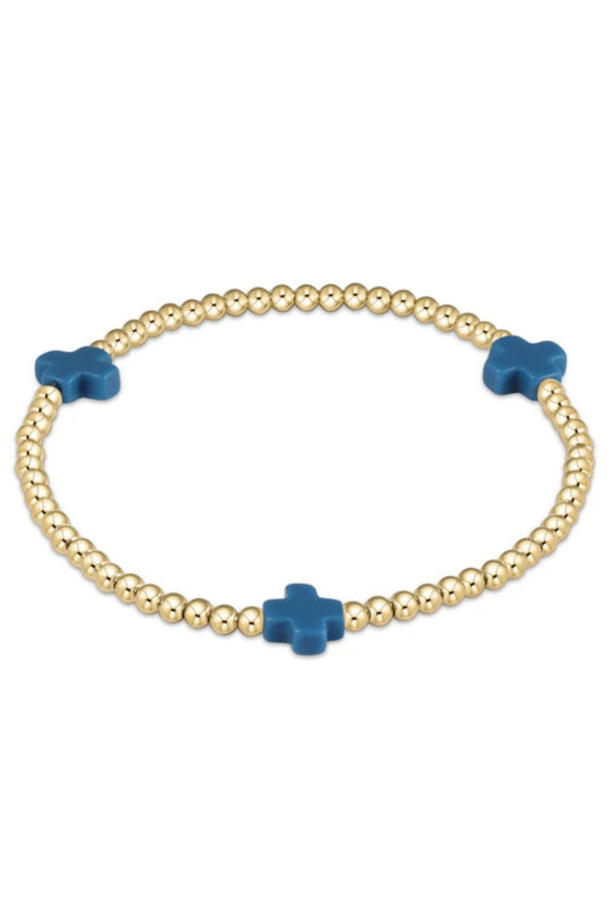 eGirl Signature Cross Gold Pattern 3mm Bead Bracelet - Cobalt | enewton