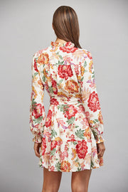 Lace Trimmed Ruffle Detail Self Tie Waist Dress Fate