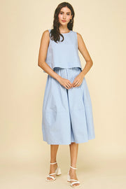 Pleated Poplin Midi Skirt Pinch