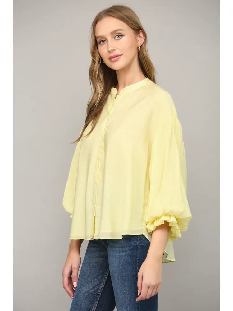 Puff Sleeve Button Down Shirt Fate