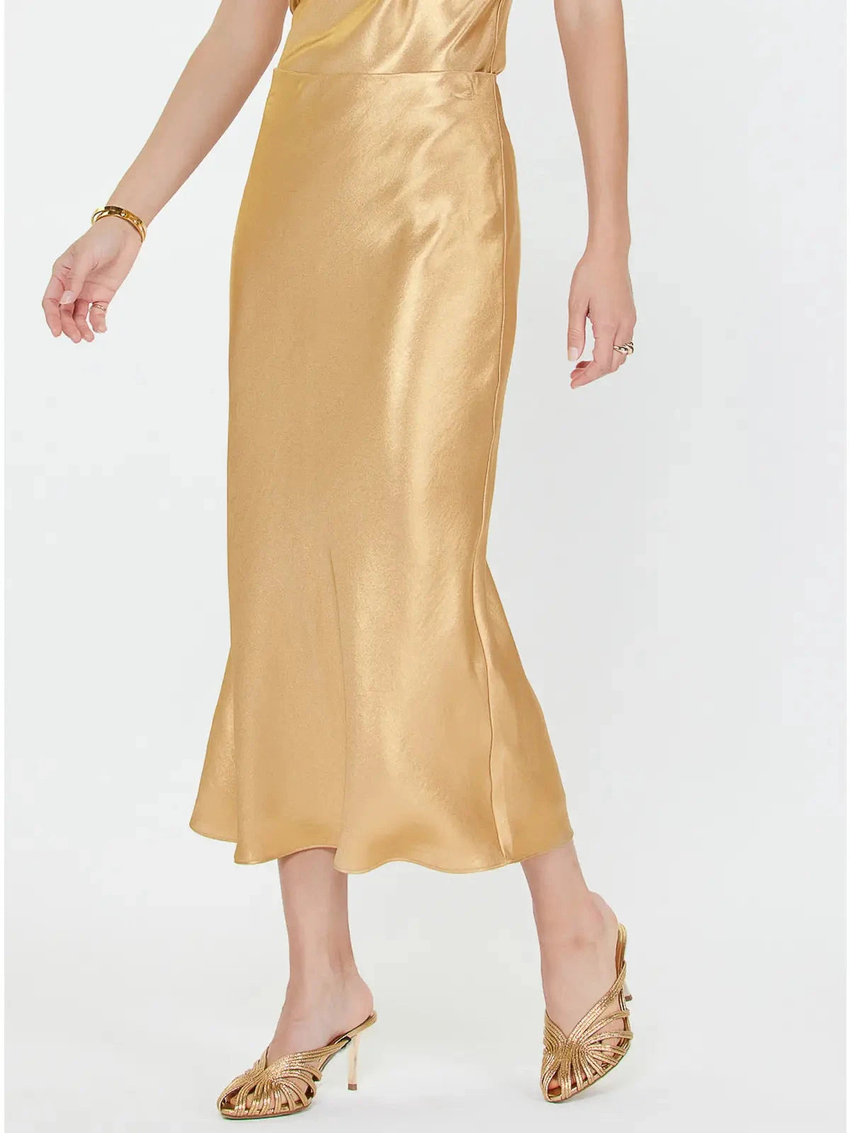 Gold Bias Midi Skirt Current Air