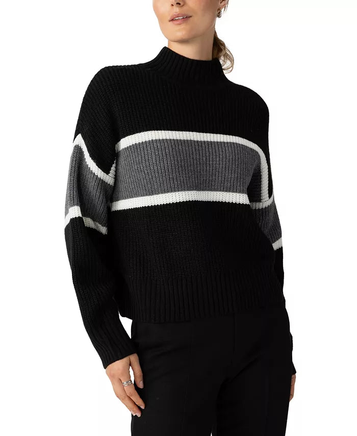 Mock Neck Stripe Sweater