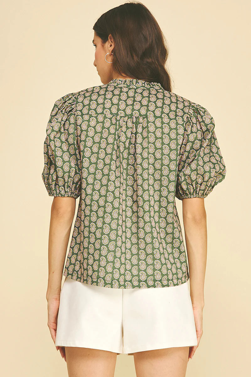 Jaylan Paisley Print V-Neck Blouse Pinch