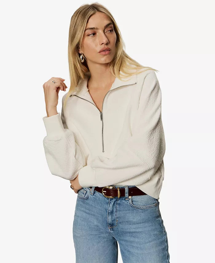 Textured Zip-Up Popover Top Sanctuary