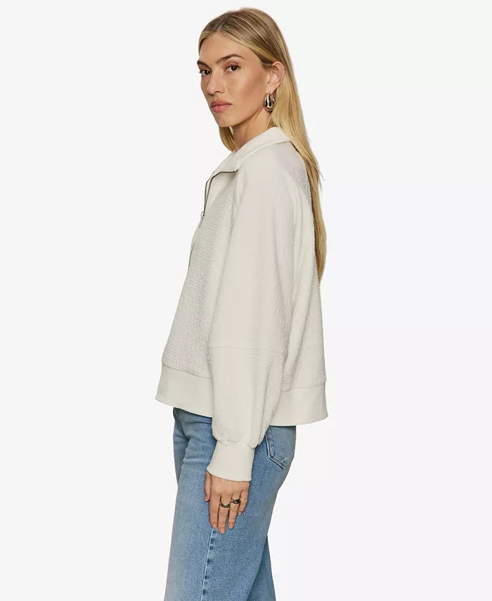Textured Zip-Up Popover Top Sanctuary