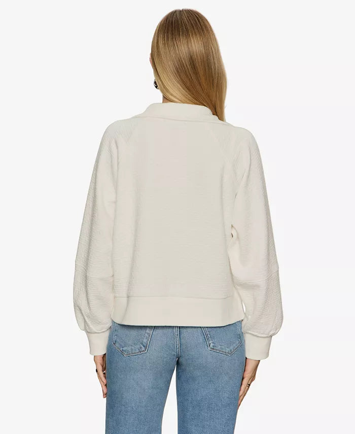 Textured Zip-Up Popover Top Sanctuary