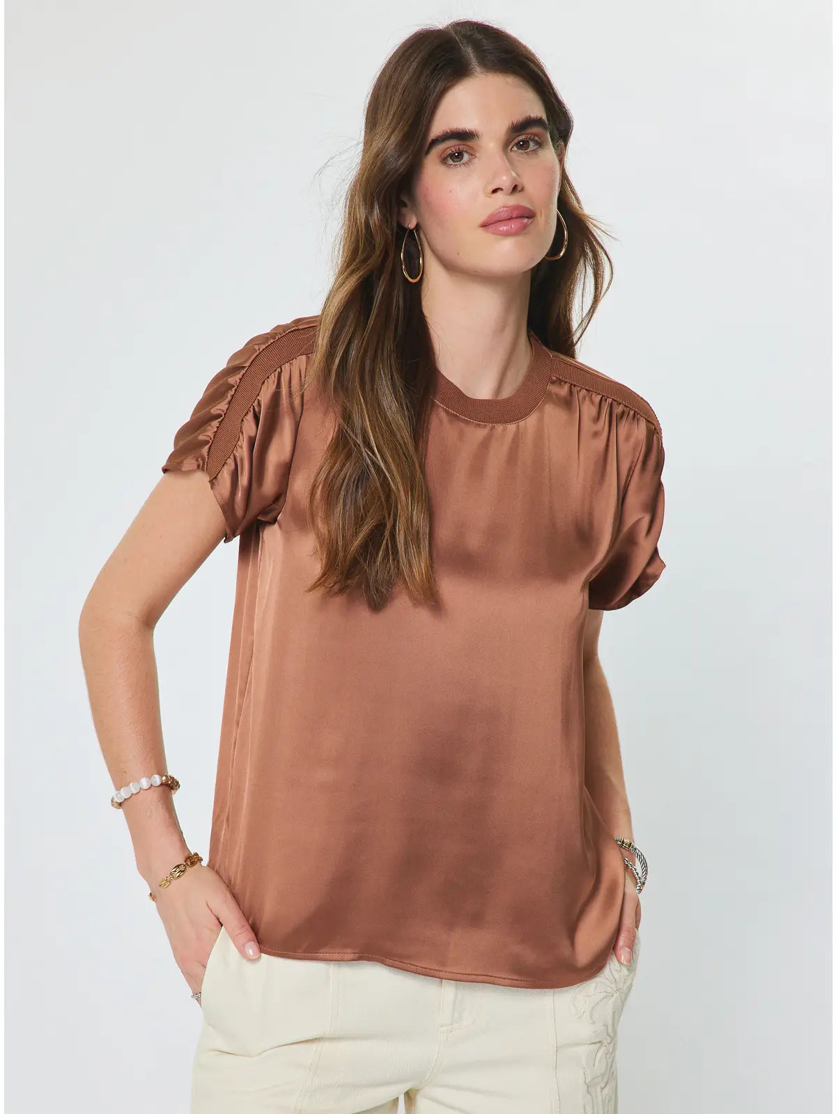Short Sleeve Satin T-Shirt Current Air