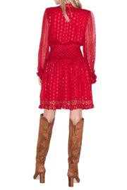 Moschata Metallic Print Long Sleeve Dress Ciebon