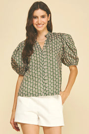 Jaylan Paisley Print V-Neck Blouse Pinch