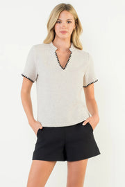Short Sleeve Tweed Top THML