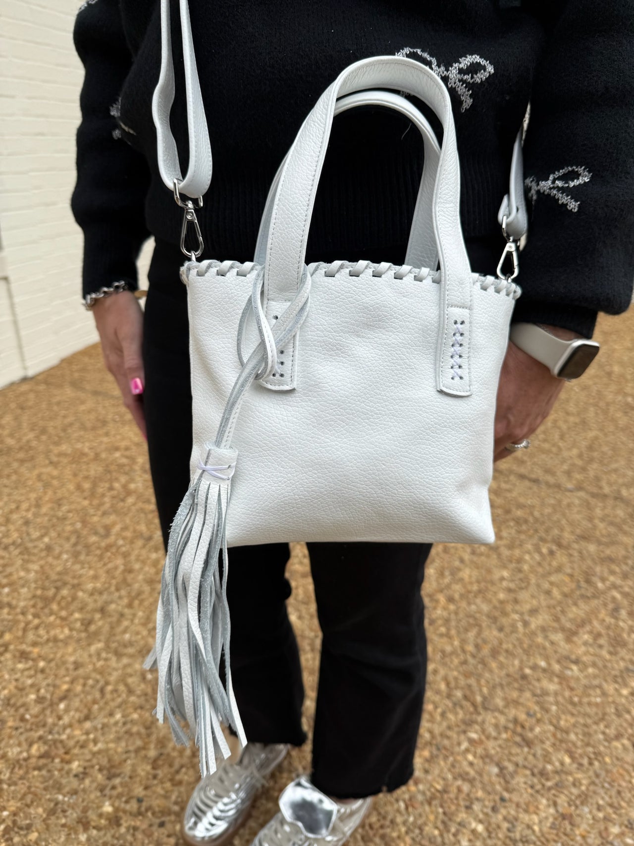 Luni Tote in Raffia Bianco