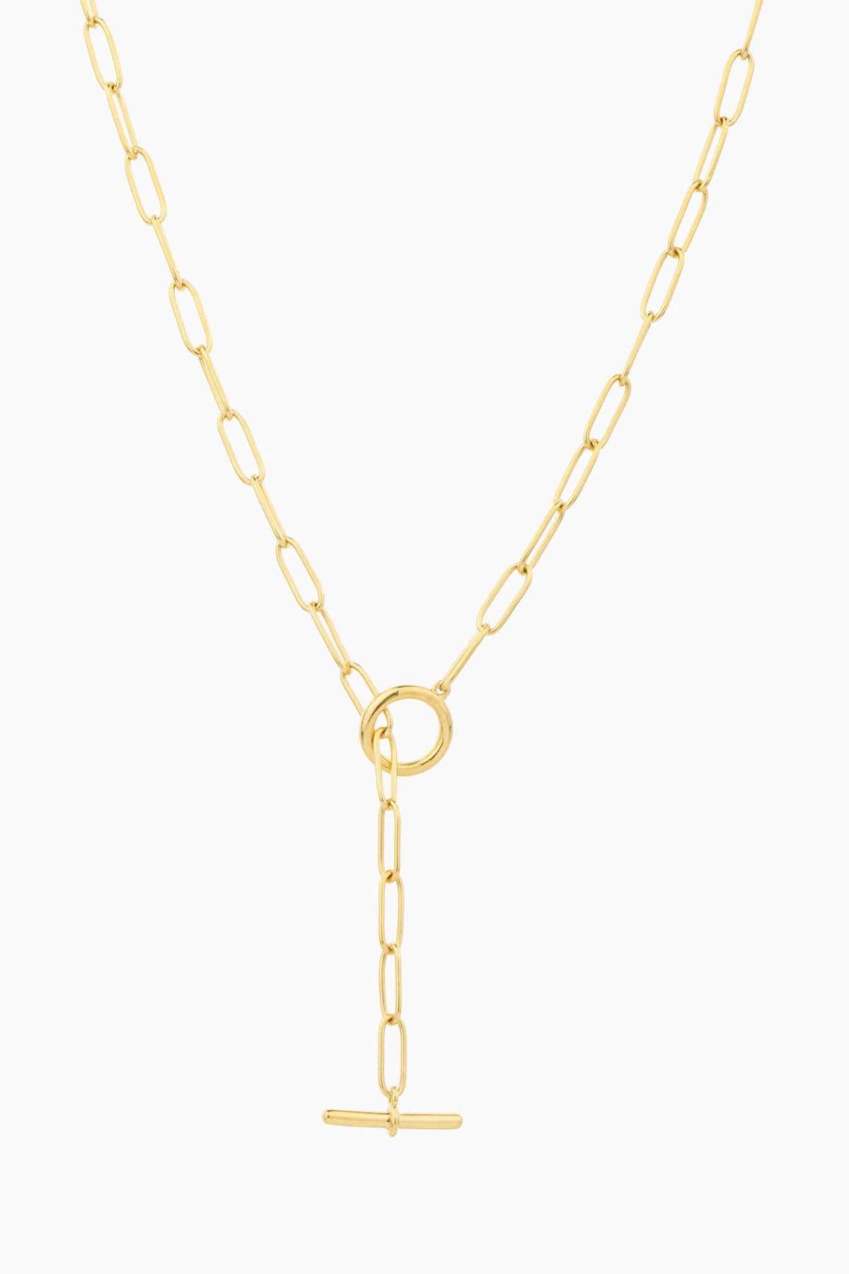 T-Bar Paperclip Charm Necklace in Gold Ella Stein
