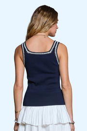 Square Neck Stitched Sweater Tank Top Current Air