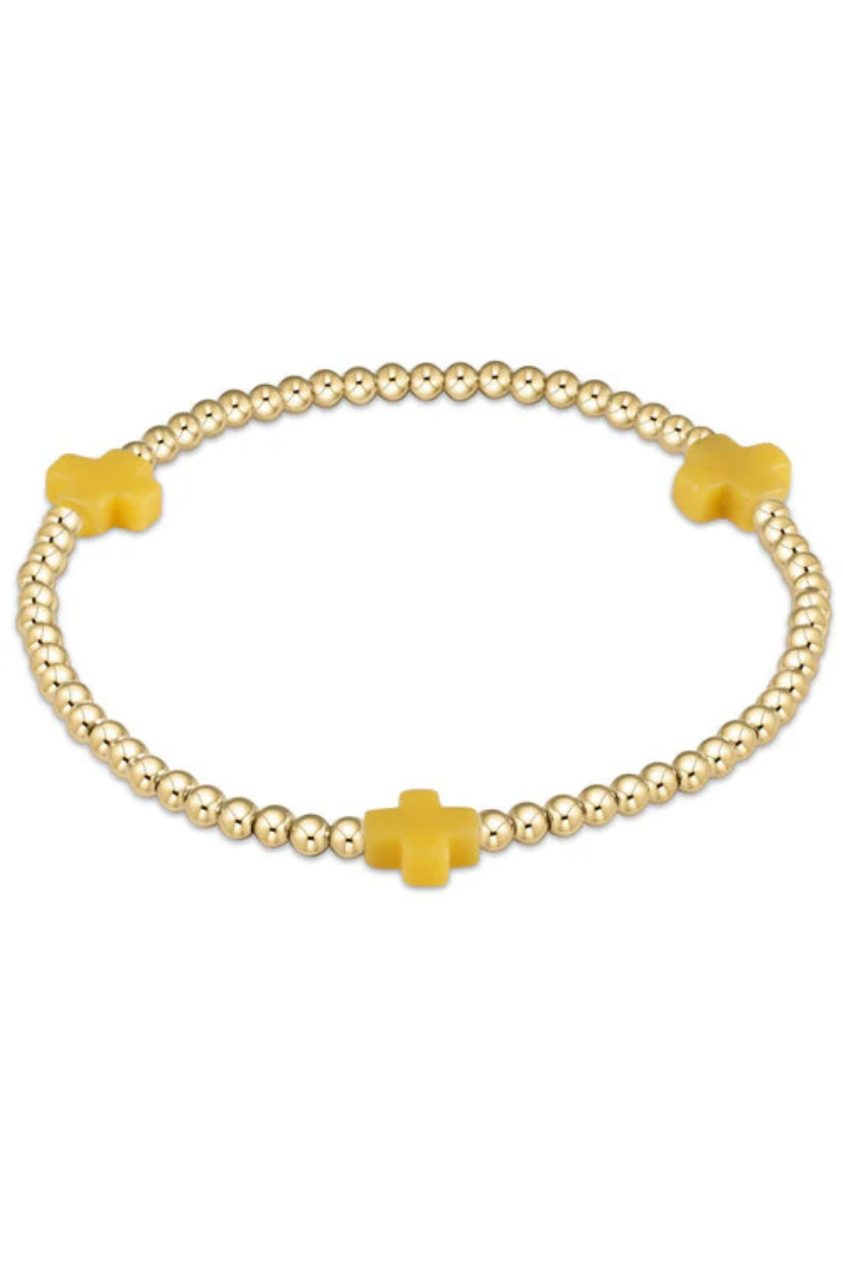 eGirl Signature Cross Gold Pattern 3mm Bead Bracelet - Canary | enewton