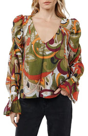 Kysandra Ruched Sleeve Blouse Ciebon