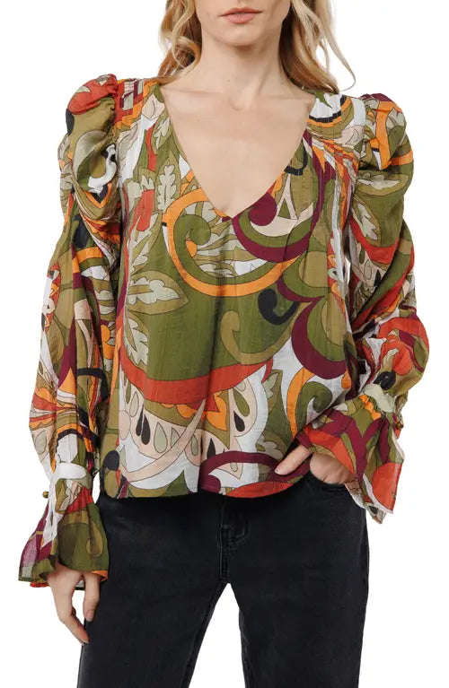 Kysandra Ruched Sleeve Blouse Ciebon