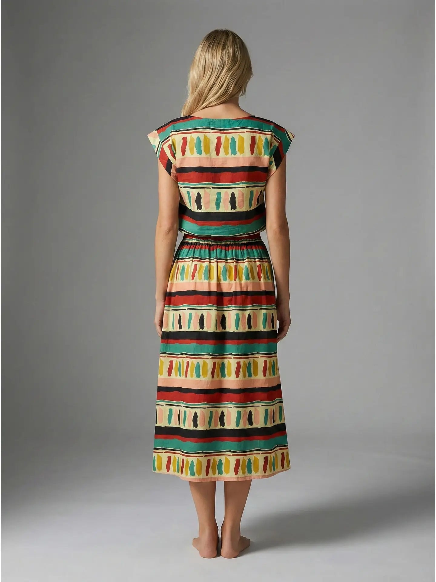 Ethnic Clash Poplin Top and Skirt Set Meet Me in Santorini