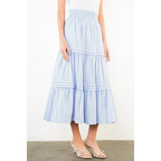 Textured Striped Tiered Skirt THML